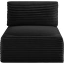 Meridian Shaggy Black Corduroy Performance Fabric Armless Chair IMAGE 3
