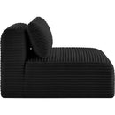 Meridian Shaggy Black Corduroy Performance Fabric Armless Chair IMAGE 4