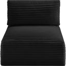 Meridian Shaggy Black Corduroy Performance Fabric Armless Chair IMAGE 6