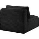 Meridian Shaggy Black Corduroy Performance Fabric Armless Chair IMAGE 7