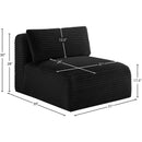 Meridian Shaggy Black Corduroy Performance Fabric Armless Chair IMAGE 9