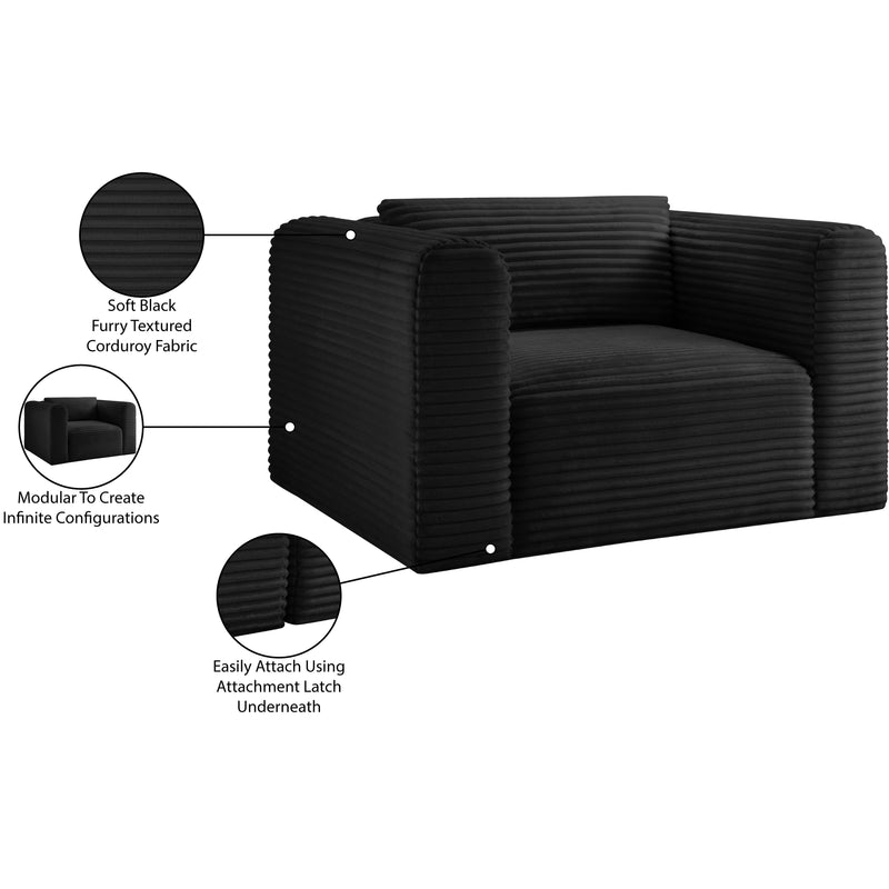 Meridian Shaggy Black Corduroy Performance Fabric Arm Chair IMAGE 10
