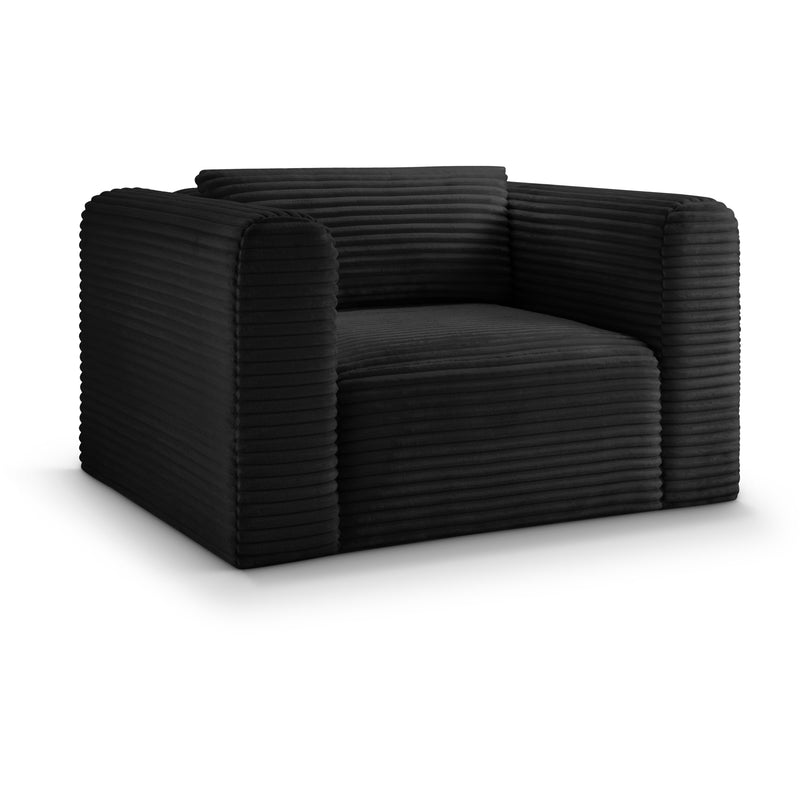 Meridian Shaggy Black Corduroy Performance Fabric Arm Chair IMAGE 1
