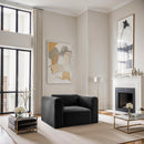 Meridian Shaggy Black Corduroy Performance Fabric Arm Chair IMAGE 2