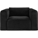 Meridian Shaggy Black Corduroy Performance Fabric Arm Chair IMAGE 3