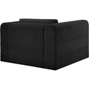 Meridian Shaggy Black Corduroy Performance Fabric Arm Chair IMAGE 7