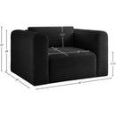 Meridian Shaggy Black Corduroy Performance Fabric Arm Chair IMAGE 9