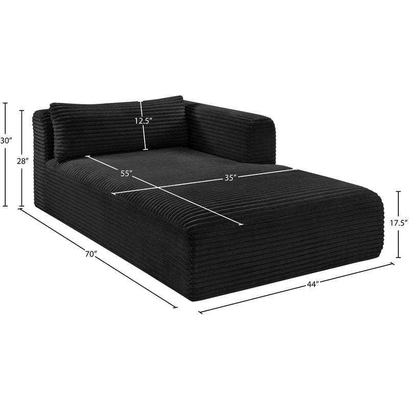 Meridian Shaggy Black Corduroy Performance Fabric Chaise IMAGE 11