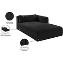 Meridian Shaggy Black Corduroy Performance Fabric Chaise IMAGE 12