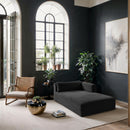 Meridian Shaggy Black Corduroy Performance Fabric Chaise IMAGE 2