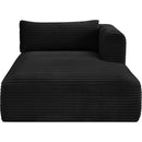 Meridian Shaggy Black Corduroy Performance Fabric Chaise IMAGE 3