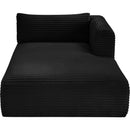 Meridian Shaggy Black Corduroy Performance Fabric Chaise IMAGE 6