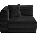 Meridian Shaggy Black Corduroy Performance Fabric Corner Chair IMAGE 3