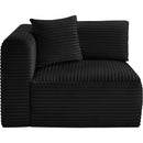 Meridian Shaggy Black Corduroy Performance Fabric Corner Chair IMAGE 4