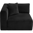 Meridian Shaggy Black Corduroy Performance Fabric Corner Chair IMAGE 6