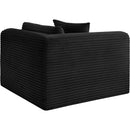 Meridian Shaggy Black Corduroy Performance Fabric Corner Chair IMAGE 7