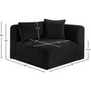 Meridian Shaggy Black Corduroy Performance Fabric Corner Chair IMAGE 9