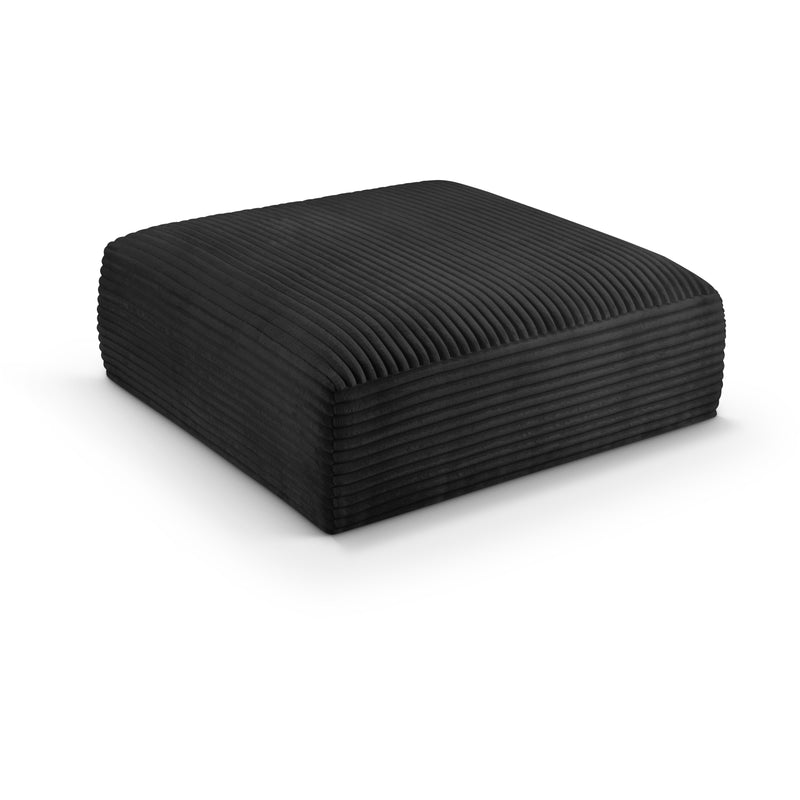 Meridian Shaggy Black Corduroy Performance Fabric Ottoman IMAGE 1