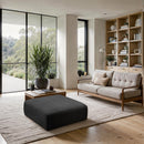 Meridian Shaggy Black Corduroy Performance Fabric Ottoman IMAGE 2