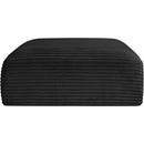 Meridian Shaggy Black Corduroy Performance Fabric Ottoman IMAGE 3