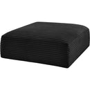 Meridian Shaggy Black Corduroy Performance Fabric Ottoman IMAGE 4