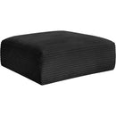Meridian Shaggy Black Corduroy Performance Fabric Ottoman IMAGE 5