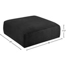 Meridian Shaggy Black Corduroy Performance Fabric Ottoman IMAGE 7