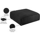 Meridian Shaggy Black Corduroy Performance Fabric Ottoman IMAGE 8