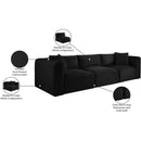 Meridian Shaggy Black Corduroy Performance Fabric Modular Sofa IMAGE 12