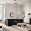 Meridian Shaggy Black Corduroy Performance Fabric Modular Sofa IMAGE 2