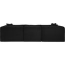 Meridian Shaggy Black Corduroy Performance Fabric Modular Sofa IMAGE 5