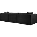 Meridian Shaggy Black Corduroy Performance Fabric Modular Sofa IMAGE 7