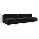 Meridian Shaggy Black Corduroy Performance Fabric Modular Sofa IMAGE 10