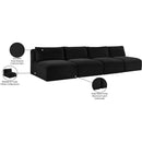Meridian Shaggy Black Corduroy Performance Fabric Modular Sofa IMAGE 11