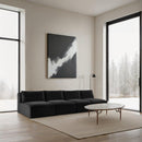 Meridian Shaggy Black Corduroy Performance Fabric Modular Sofa IMAGE 2