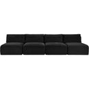 Meridian Shaggy Black Corduroy Performance Fabric Modular Sofa IMAGE 3