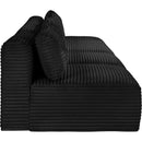 Meridian Shaggy Black Corduroy Performance Fabric Modular Sofa IMAGE 4