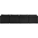 Meridian Shaggy Black Corduroy Performance Fabric Modular Sofa IMAGE 5