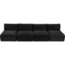 Meridian Shaggy Black Corduroy Performance Fabric Modular Sofa IMAGE 6