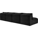 Meridian Shaggy Black Corduroy Performance Fabric Modular Sofa IMAGE 7