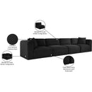 Meridian Shaggy Black Corduroy Performance Fabric Modular Sofa IMAGE 12