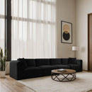 Meridian Shaggy Black Corduroy Performance Fabric Modular Sofa IMAGE 2