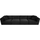 Meridian Shaggy Black Corduroy Performance Fabric Modular Sofa IMAGE 6