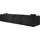 Meridian Shaggy Black Corduroy Performance Fabric Modular Sofa IMAGE 7