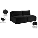 Meridian Shaggy Black Corduroy Performance Fabric Modular Sofa IMAGE 10