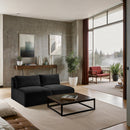 Meridian Shaggy Black Corduroy Performance Fabric Modular Sofa IMAGE 2