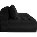 Meridian Shaggy Black Corduroy Performance Fabric Modular Sofa IMAGE 4
