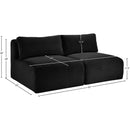 Meridian Shaggy Black Corduroy Performance Fabric Modular Sofa IMAGE 9