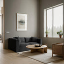 Meridian Shaggy Black Corduroy Performance Fabric Modular Sofa IMAGE 2