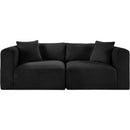 Meridian Shaggy Black Corduroy Performance Fabric Modular Sofa IMAGE 3